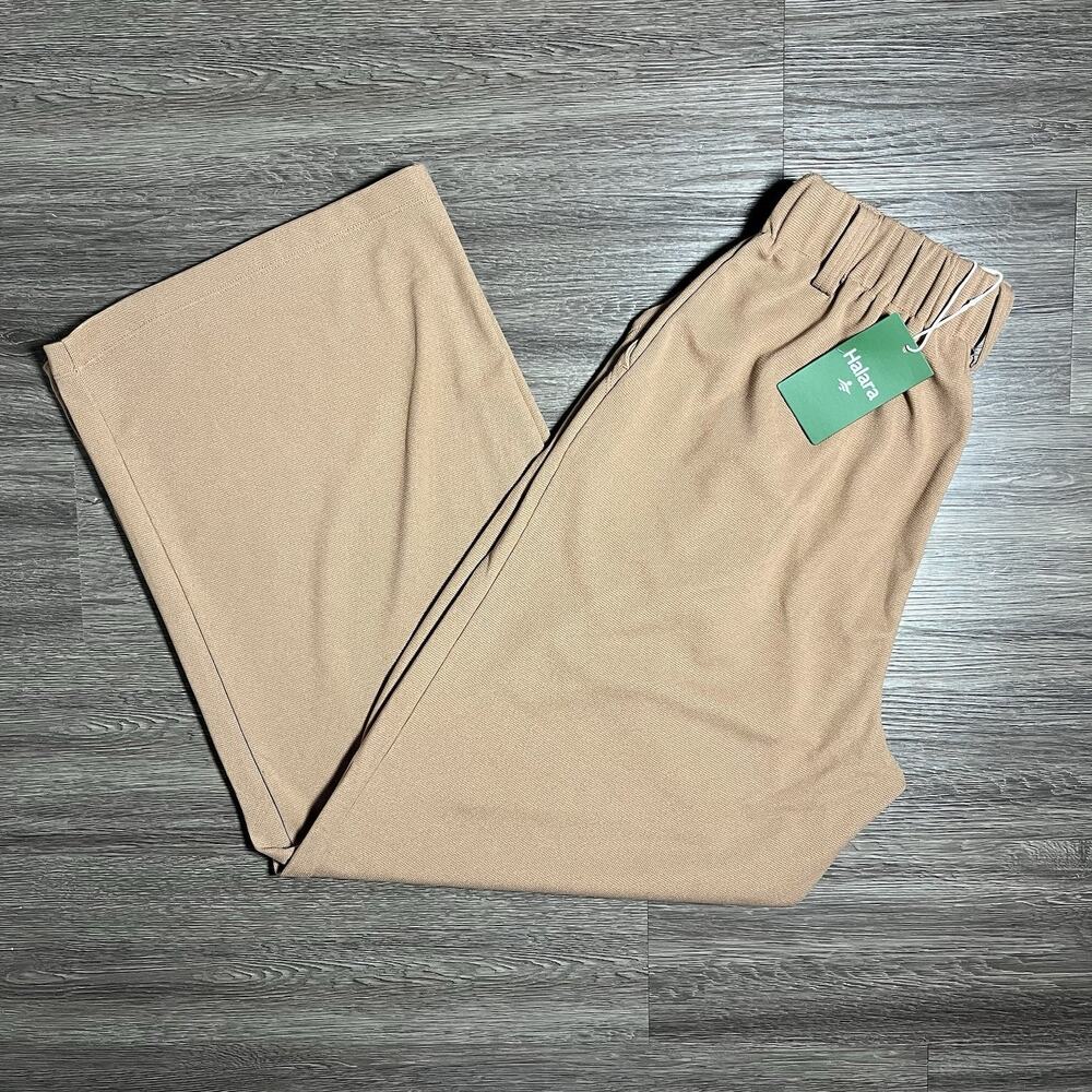 Halara Flex High Waisted Pocket Wide Leg Waffle Work Pants Small Rose Tan NWT